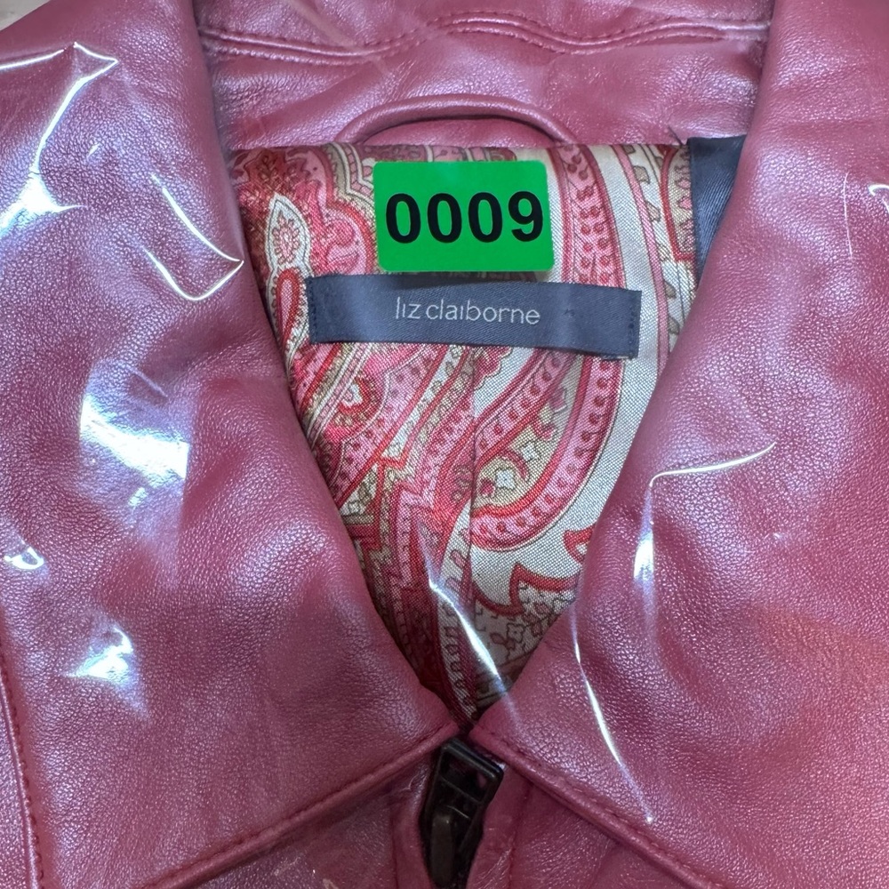 Liz Claiborne Pink Salmon Soft Leather Jacket Full Zip Paisley Lined  Women’s 14 - Picture 15 of 16
